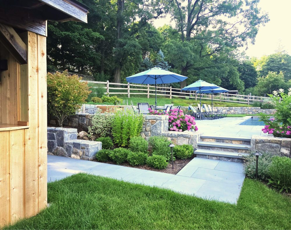 gardens pool house and walkway